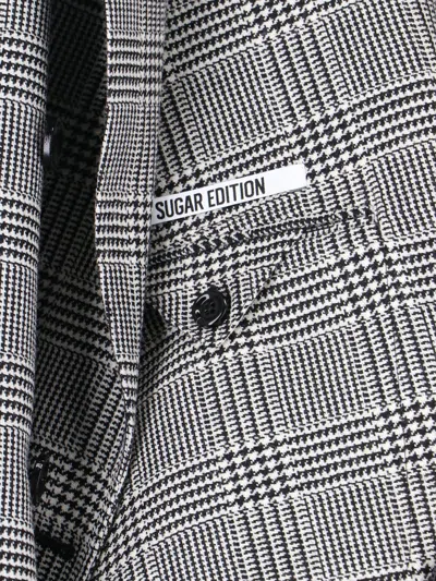Lardini Double-breasted Check Pattern Blazer Jacket In Gray