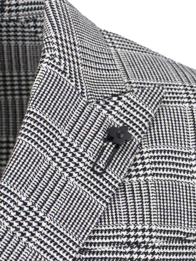 Lardini Double-breasted Check Pattern Blazer Jacket In Gray