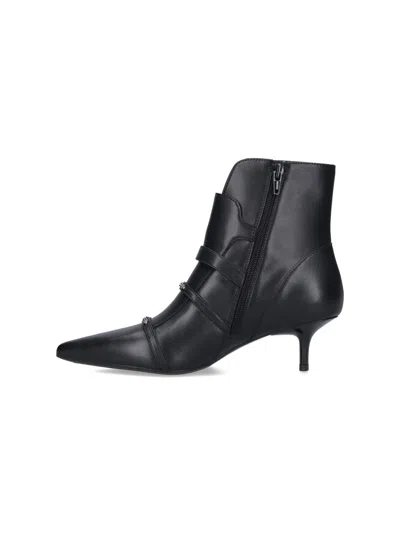 Pinko Buckle-detail Pointed-toe Boots In Black