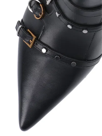 Pinko Buckle-detail Pointed-toe Boots In Black