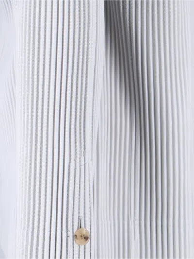 Issey Miyake Striped Pattern Blazer Notched Lapel In White