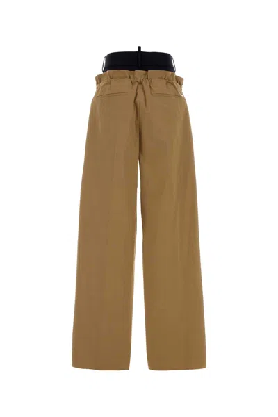Dsquared2 Wide Leg Poplin Trousers Drawstring Waist In Brown