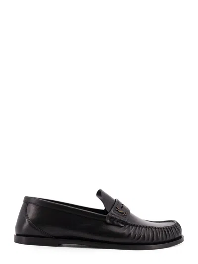 Saint Laurent Laurent Logo-embellished Leather Penny Loafers In Black