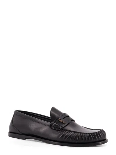 Saint Laurent Laurent Logo-embellished Leather Penny Loafers In Black