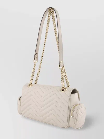 Gucci Quilted Leather Shoulder Bag With Chain Strap In Neutral