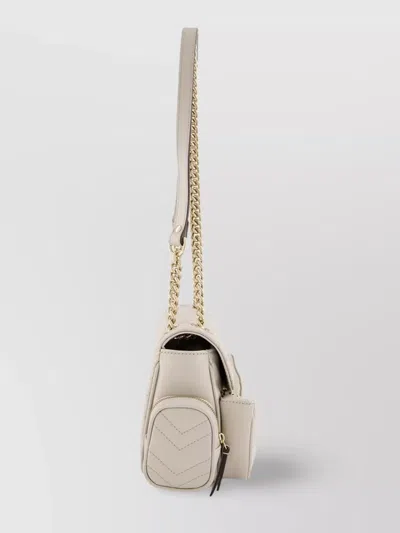 Gucci Quilted Leather Shoulder Bag With Chain Strap In Neutral