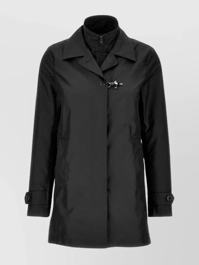 Fay Morning Coat In Technical Poplin In Black
