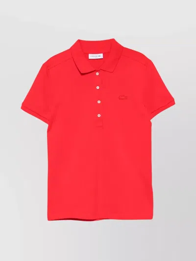 Lacoste Logo-patch Polo Top In Red