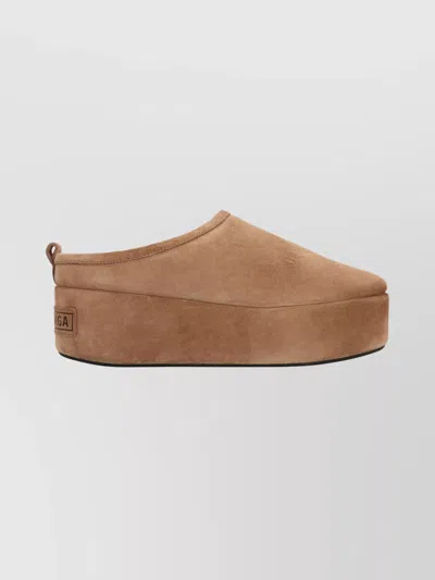 Balenciaga Women Alaska Soft Suede Mule With Plateau In Brown