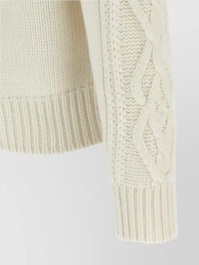Brunello Cucinelli Cashmere Cardigan With Cable Knit Design In Neutral