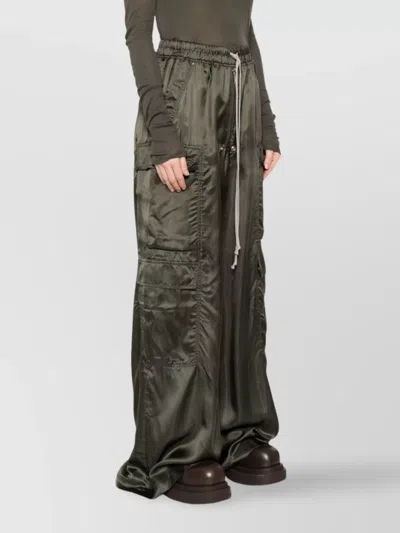 Rick Owens Wide Leg Trousers Elasticated Waistband In Brown