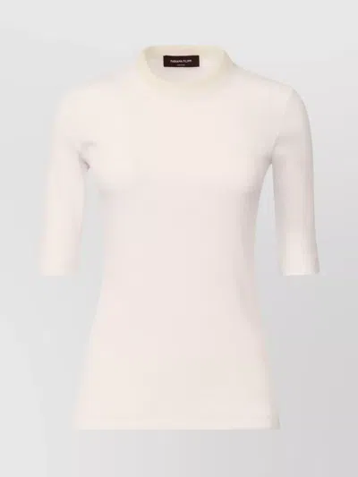 Fabiana Filippi Fitted Cotton Top Ribbed Texture In Neutral