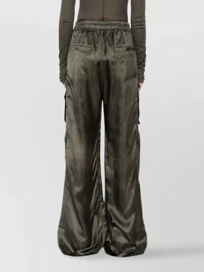 Rick Owens Wide Leg Trousers Elasticated Waistband In Brown