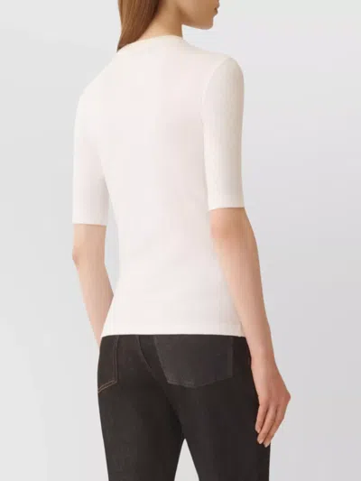 Fabiana Filippi Fitted Cotton Top Ribbed Texture In Neutral