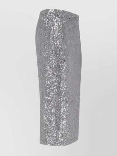 P.a.r.o.s.h Midi Skirt With Elastic Waistband And Sequins In Silver