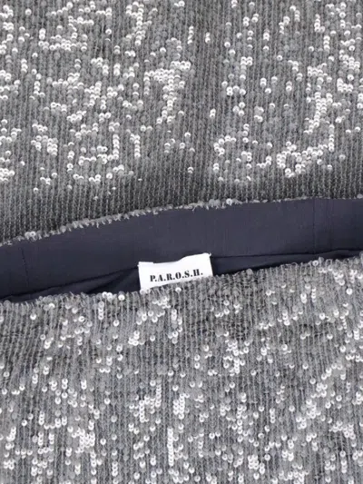 P.a.r.o.s.h Midi Skirt With Elastic Waistband And Sequins In Silver