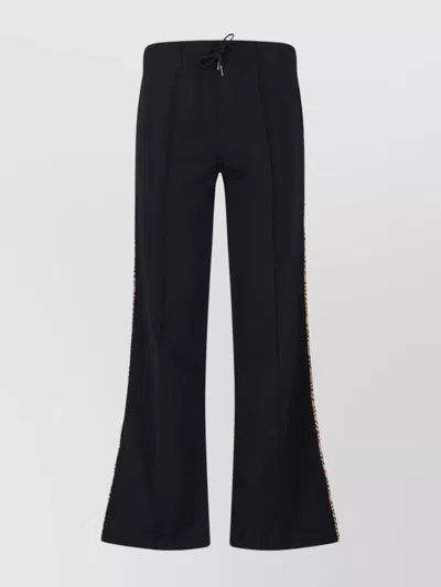 Burberry Flared Trousers With Drawstring And Side Stripe In Black