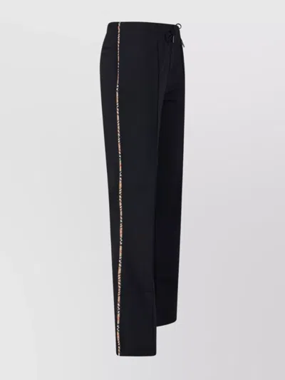 Burberry Flared Trousers With Drawstring And Side Stripe In Black