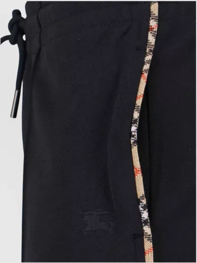 Burberry Flared Trousers With Drawstring And Side Stripe In Black