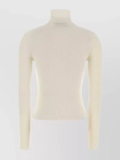 Blumarine Turtleneck Fitted Sweater Lace Detailing In Yellow