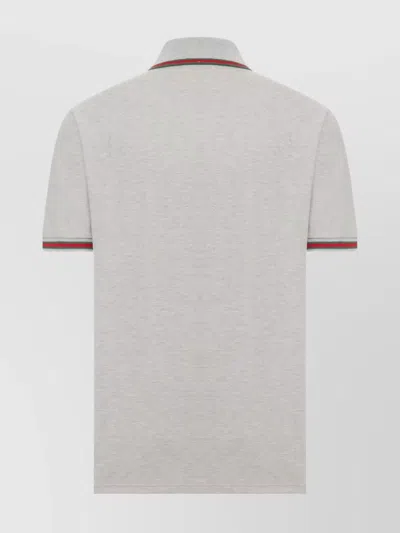 Gucci Grey Polo Shirt With Web Details And Logo Lettering On The Front In Wool Blend Man In Gray