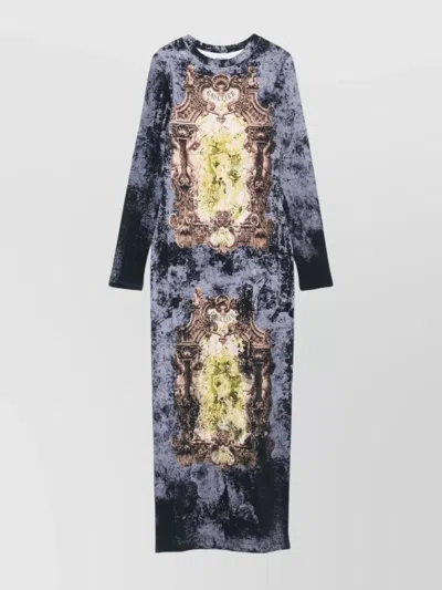 Jean Paul Gaultier Midi Dress With Long Sleeves And Print In Multi