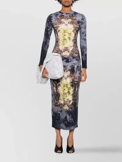 Jean Paul Gaultier Midi Dress With Long Sleeves And Print In Multi