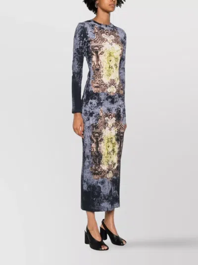Jean Paul Gaultier Midi Dress With Long Sleeves And Print In Multi
