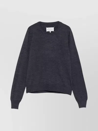 Maison Margiela Lightweight Wool Crewneck Long Sleeve Sweater In Blue