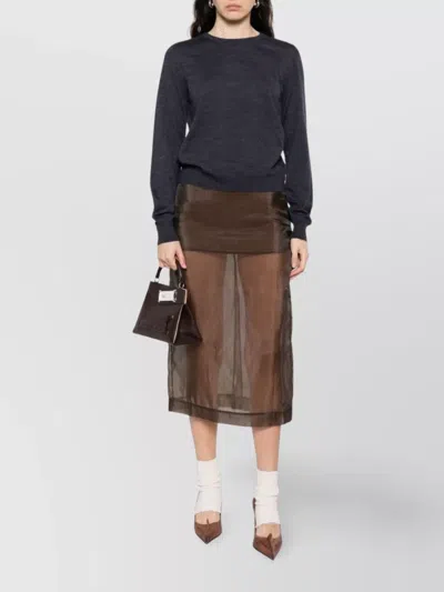 Maison Margiela Lightweight Wool Crewneck Long Sleeve Sweater In Blue