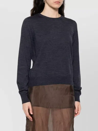Maison Margiela Lightweight Wool Crewneck Long Sleeve Sweater In Blue