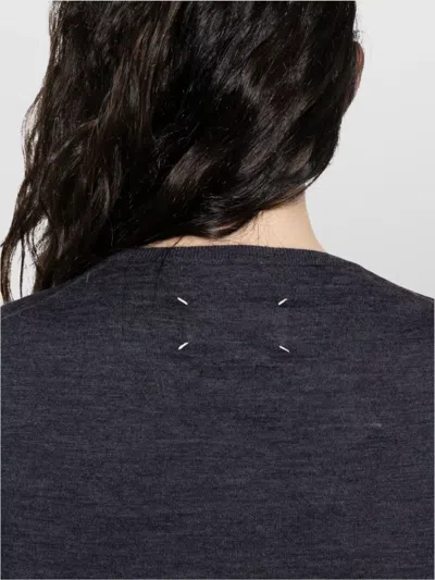 Maison Margiela Lightweight Wool Crewneck Long Sleeve Sweater In Blue