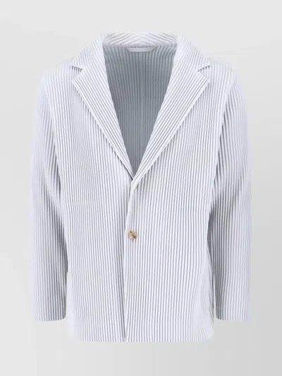 Issey Miyake Striped Pattern Blazer Notched Lapel In Blue