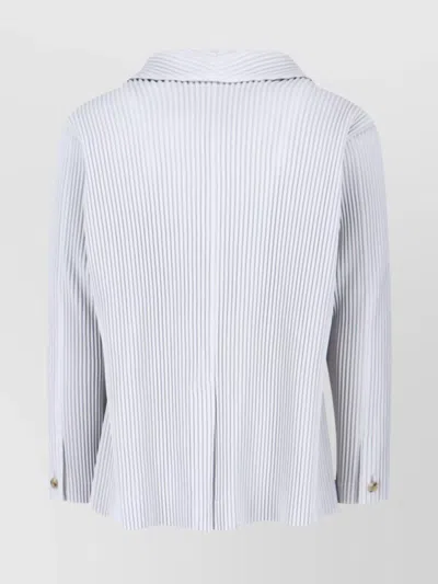 Issey Miyake Striped Pattern Blazer Notched Lapel In Blue