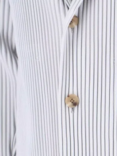 Issey Miyake Striped Pattern Blazer Notched Lapel In Blue