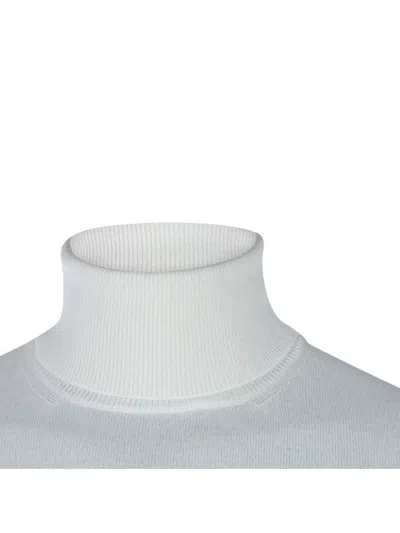 Malo Turtleneck Sweater With Ribbed Cuffs And Hem In White