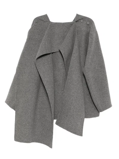 Jnby Draped-cape Jacket In Gray