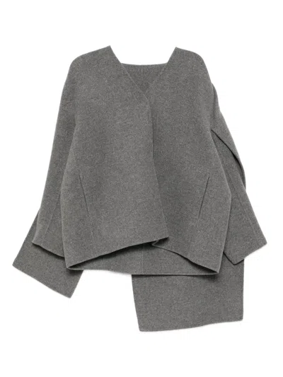 Jnby Draped-cape Jacket In Gray