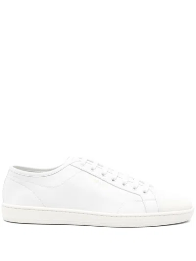 Saint Laurent Gym Low Logo-print Leather Sneakers In White