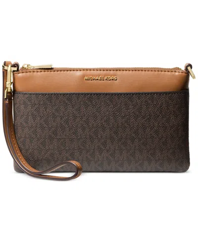 Michael Kors Jet Set Small Top Zip Convertible Wristlet In Brown