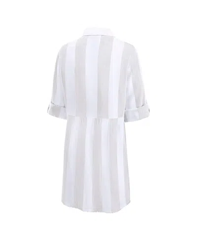 Tommy Bahama Khaki/white San Francisco 49ers Rugby Beach Stripe Button-up Tunic In Gray