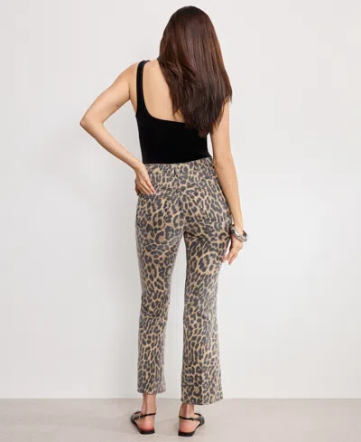 Good American Good Standard High-rise Leopard Kick-flare Jeans In Brown