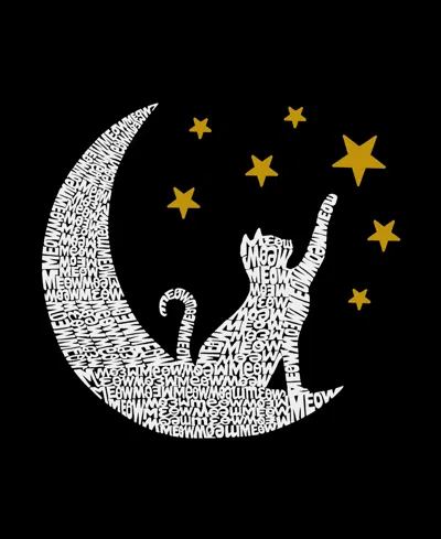 La Pop Art Women's Word Art Cat Moon T-shirt In Black