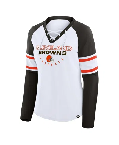 Fanatics Women's White/black Atlanta Falcons Redzone Blitz Package Raglan Lace-up V-neck Long Sleeve T-shirt In Multi