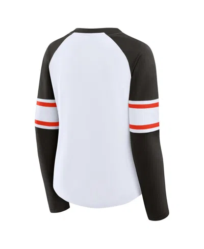 Fanatics Women's White/black Atlanta Falcons Redzone Blitz Package Raglan Lace-up V-neck Long Sleeve T-shirt In Multi