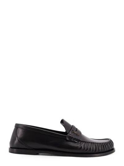 Saint Laurent Laurent Logo-embellished Leather Penny Loafers In Black