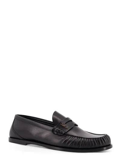 Saint Laurent Laurent Logo-embellished Leather Penny Loafers In Black