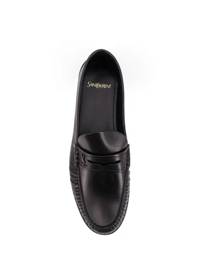 Saint Laurent Laurent Logo-embellished Leather Penny Loafers In Black