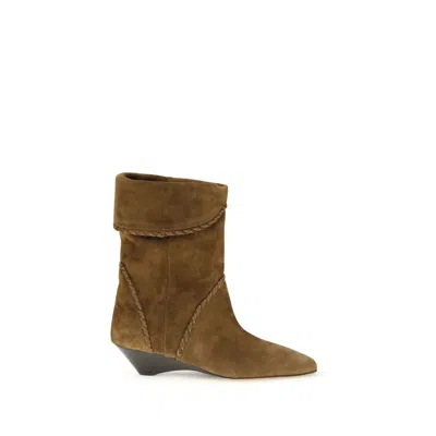 Isabel Marant Suede Wedge Heel Ankle Boots In Brown