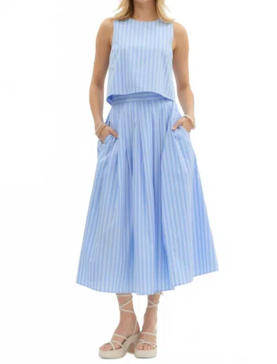 Entro Presley Striped Top And Midi Skirt Set In Light Blue In Blue